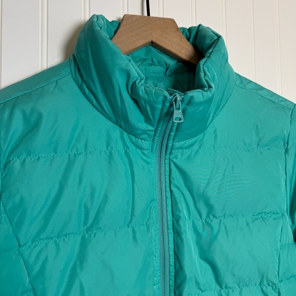 Lands’ End Teal Puffer High Neck Coat Women’s Size Medium - Picture 2 of 13